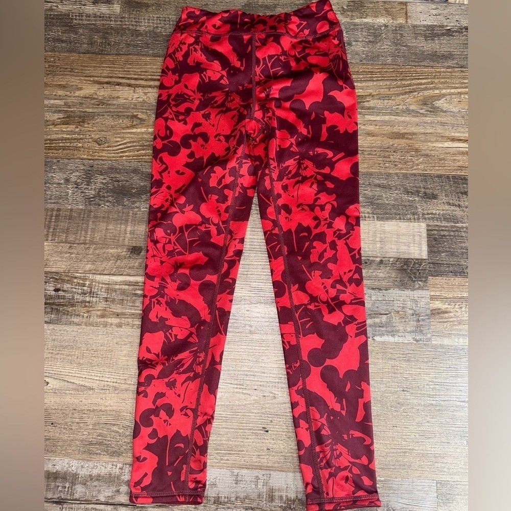 Zella Girl Kids Red Floral Camo Activewear Leggings Size L 10/12